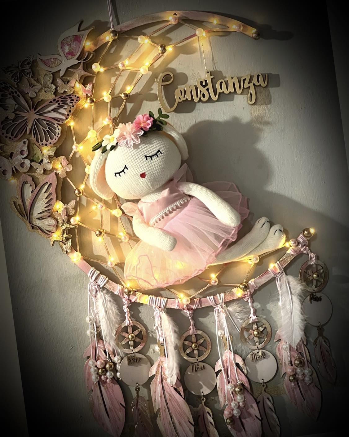 Atrapasueños luna con peluche para niña