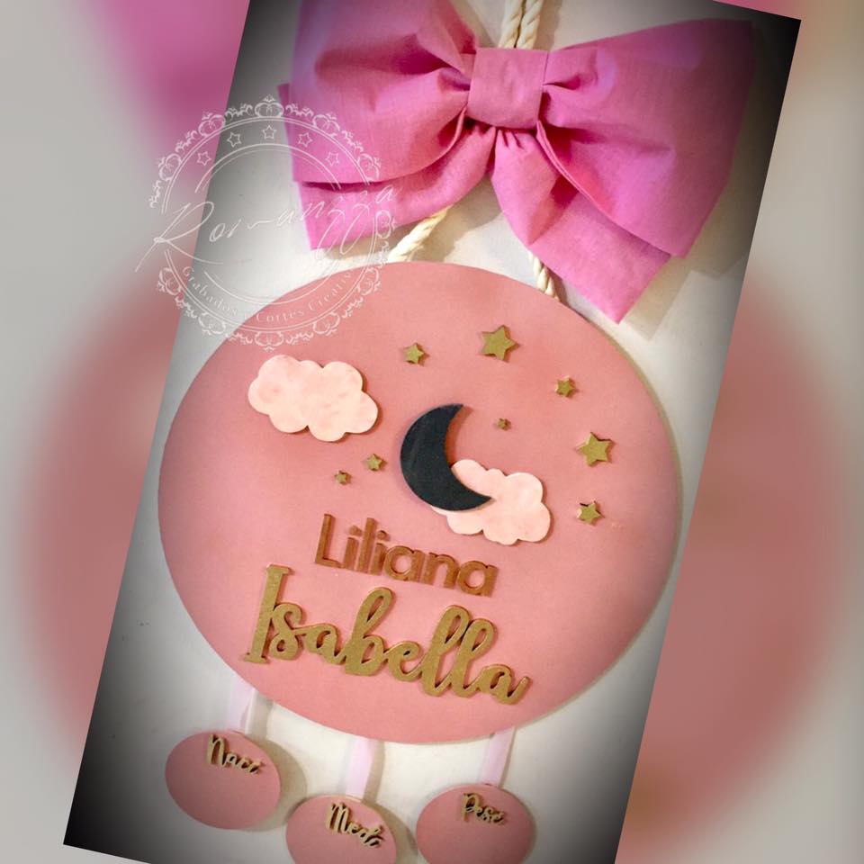 Colgante base redonda Luna para niña