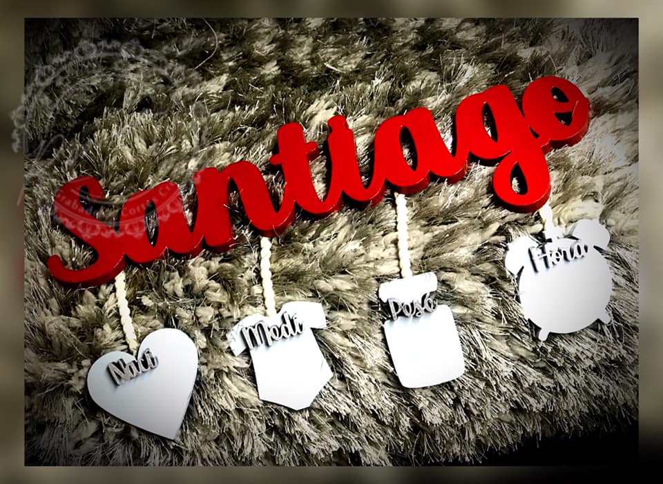 Colgante de maternidad Nombre en letras decorativas unisex — Romanzza Monterrey