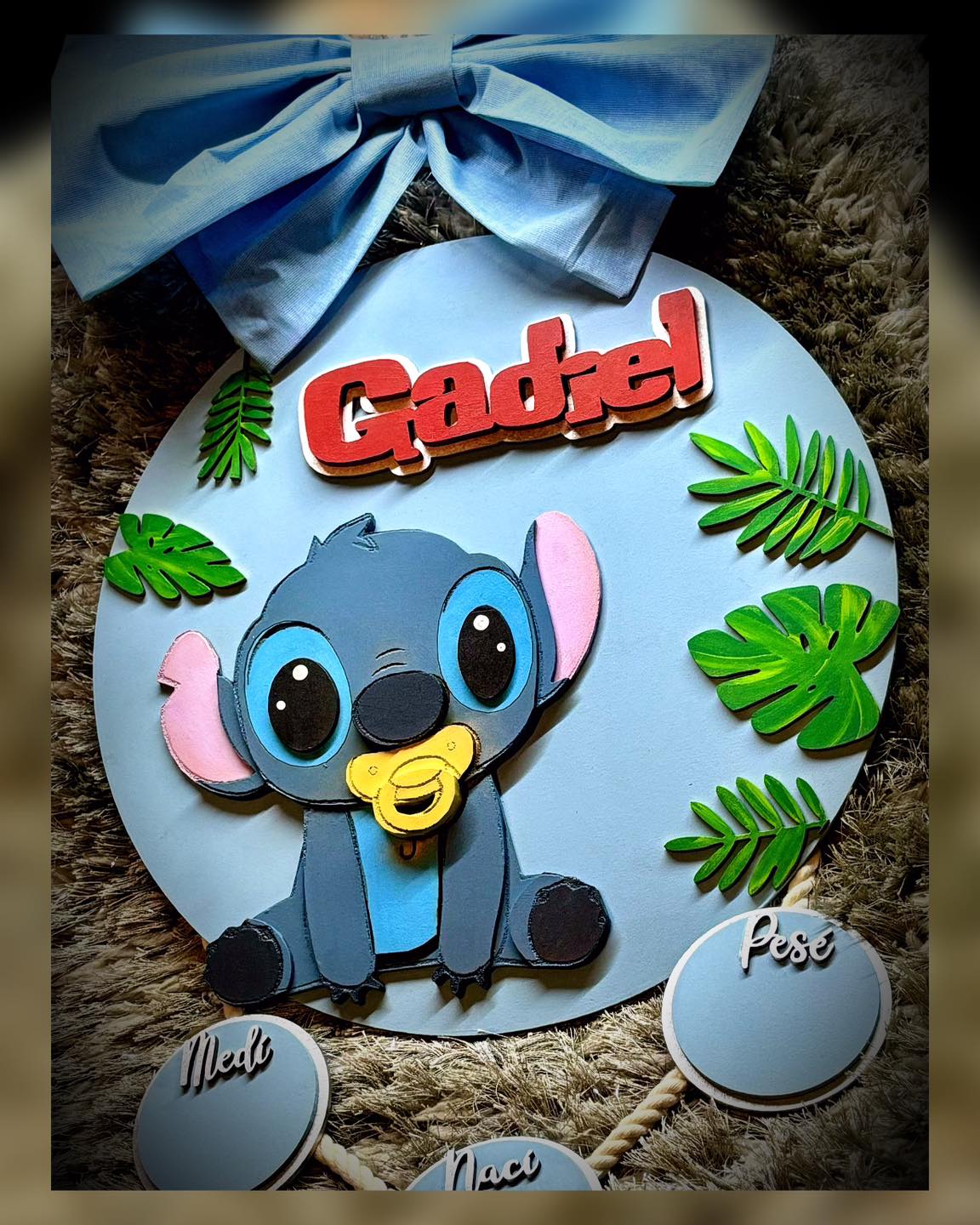 Colgante base redonda Stitch para niño