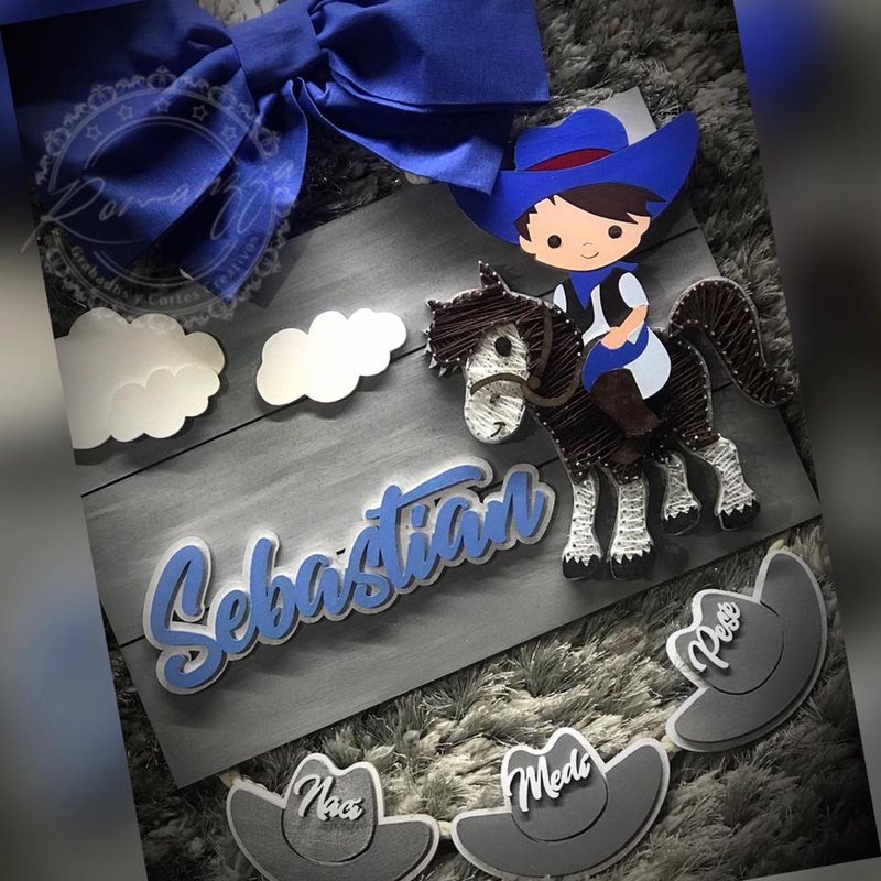 Colgante tablones jinete a caballo para niño